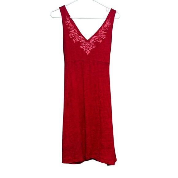 Tommy Bahama Dresses & Skirts - Tommy Bahama Linen Red Embroidered Cross Back Sundress Size XS Sleeveless Resort